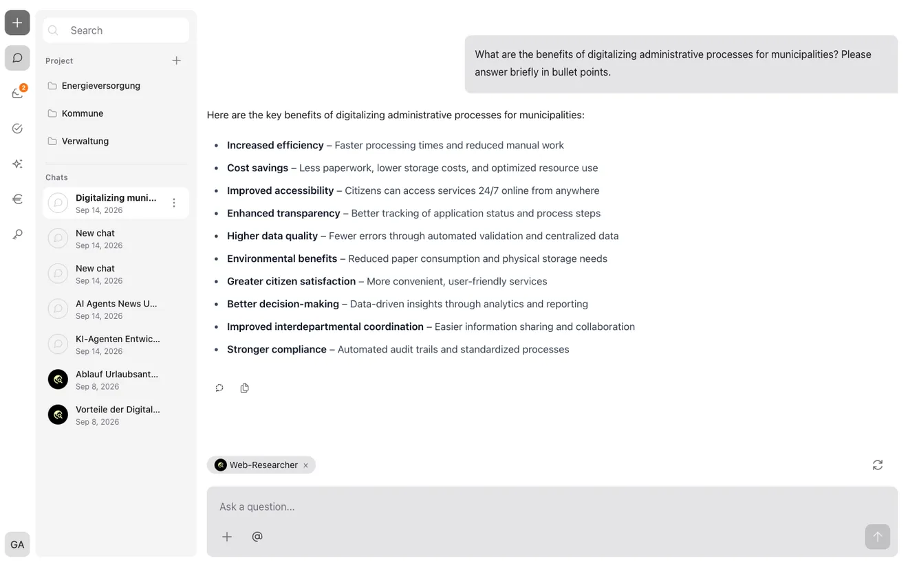 incoreon AI chat interface
